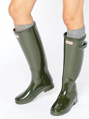 Hunter WFT1000RGL Women Original Tall Gloss Rain Forest Green Waterproof Boots